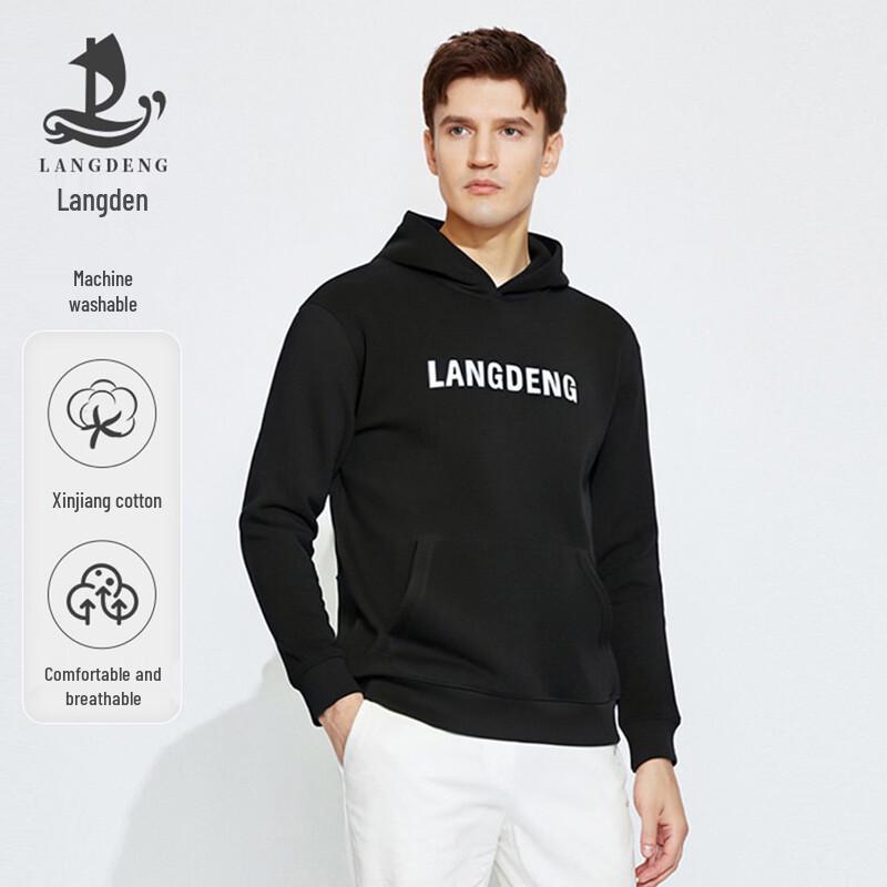 Langdeng Unisex Letter Print Hooded Sweatshirt