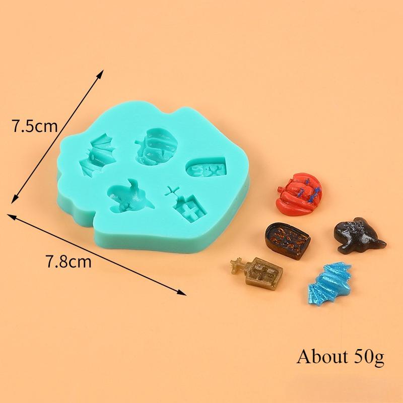 Halloween Silicone Molds Non-stick Ghost Pumpkin Bat Skull Witch Hat for DIY Fondant Pudding Cupcake Chocolate Candy Baking Mold