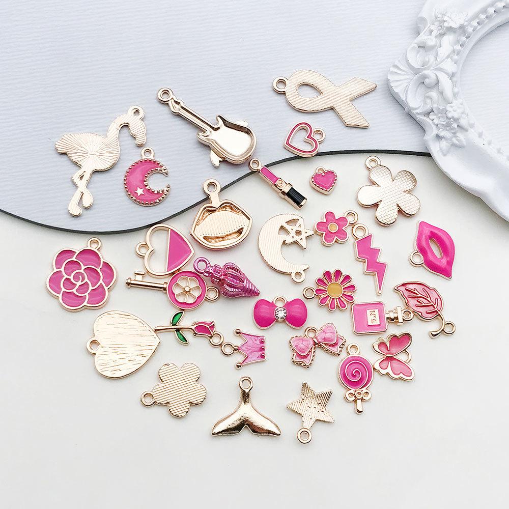 1pcs Rose Red Oil Drop Pendant Through The Alloy Earrings Diy Handmade Homemade Accessories Materials Multiple Styles