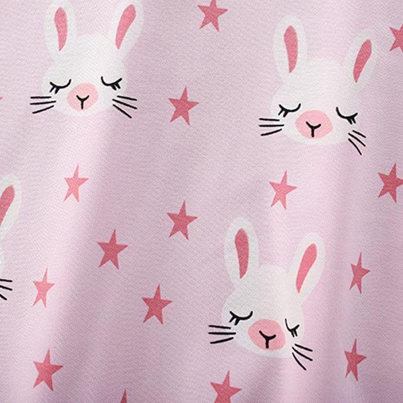 N Single Children's Clothing Girls' Pink Rabbit Sweatshirt Baby Autumn Thickened Long-Sleeved T-Shirt for Young Children Round Neck Pullover