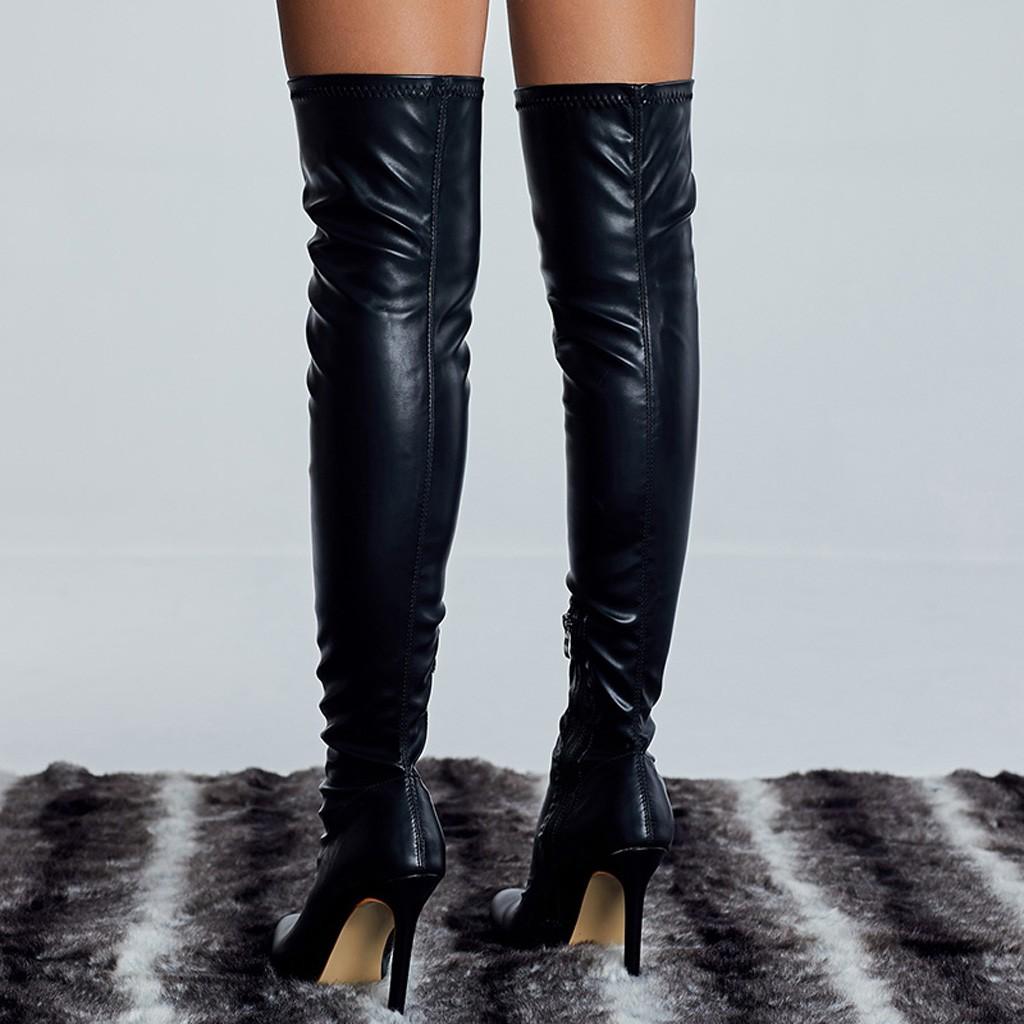 Botas de invierno zapatos de mujer sobre la rodilla puntiaguda de punta larga  tubo botas club nocturno comprar a buen precio — entrega gratuita, reseñas  reales con fotos — Joom
