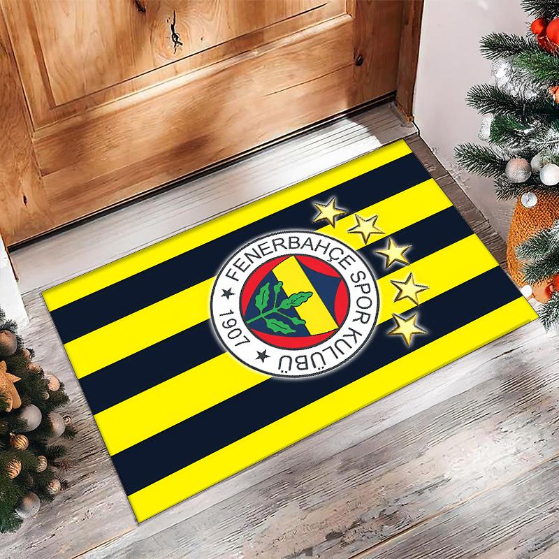 fenerbahce Printed Crystal Velvet Area Rug, Soft Anti-Slip Water Absorbent Floor Mat for Living Room Bedroom