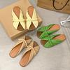 2025 Summer New Fish Mouth Cool Slippers Women's Handmade Retro Mori Niche Design Low-heeled Leather Slippers Outdoor Wear