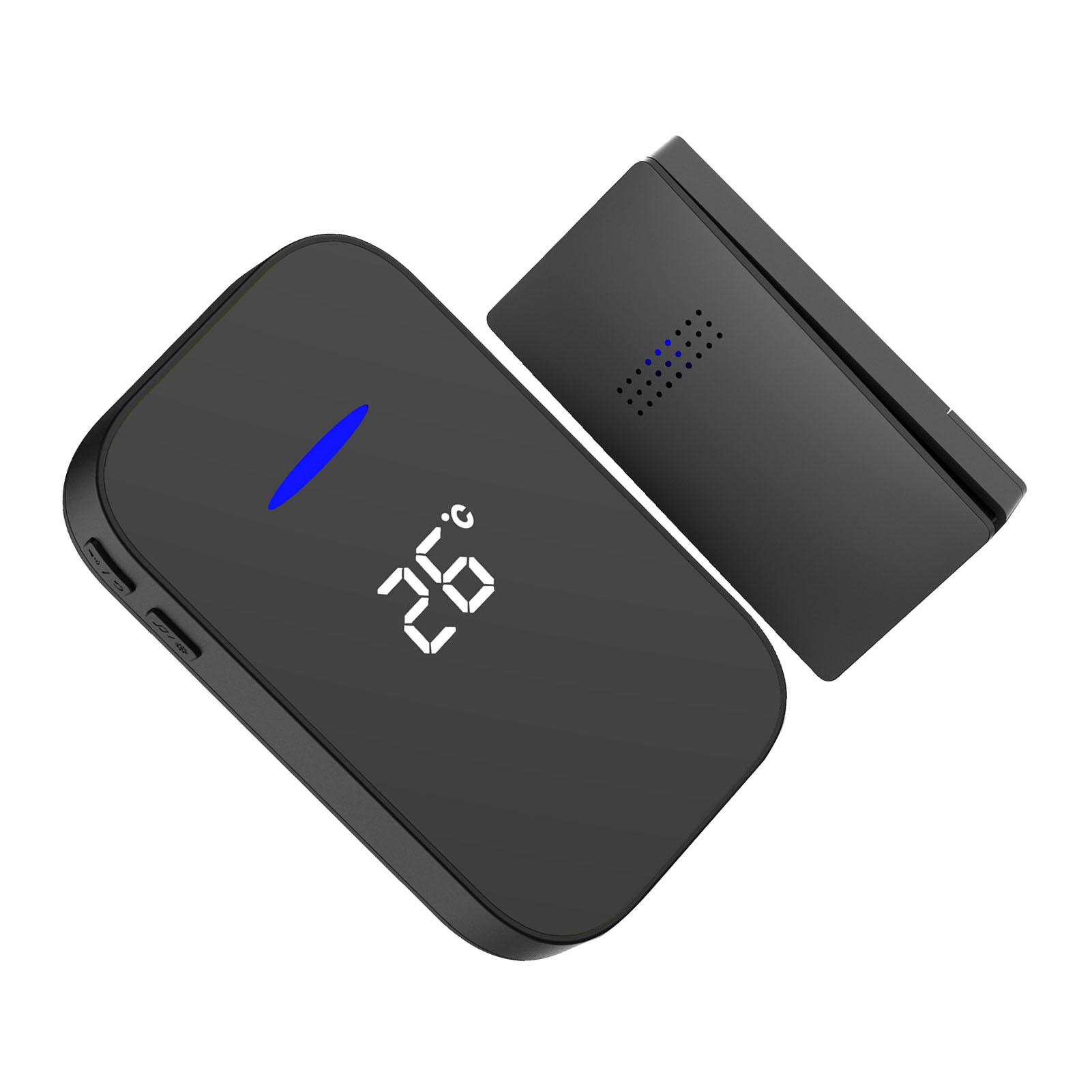 

Self Generating Doorbell Waterproof Self Generating Home Security Doorbell with Temp Display Black