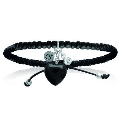[I8069] - Bracelet Argent 'Love' noir argenté - 25x10 mm
