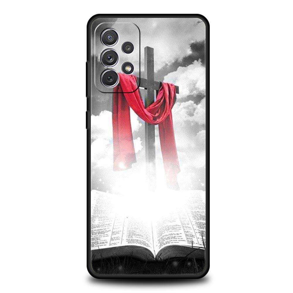 Phone Case for Samsung Galaxy A13 A15 A17 A07 A22 A23 A25 A31 A73 A32 A52 A41 5G Soft TPU Faith Christian Religious Jesus Clear