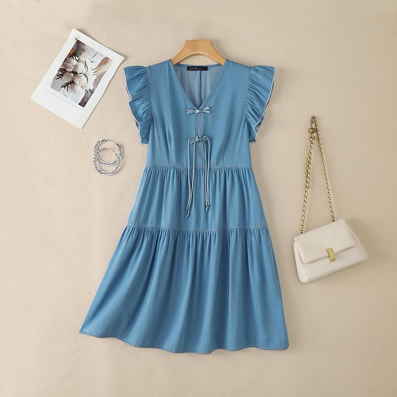 ZANZEA Women Elegant V-Neck Casual Ruffles Short Sleeve Summer Dress