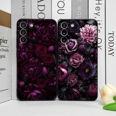 Stylish Black Rose Deep Purple Flower Phone Case for OPPO Reno 13 12 F 11 10 Pro Plus Find X5 X3 Lite X7 PRO Frosted Soft Cover