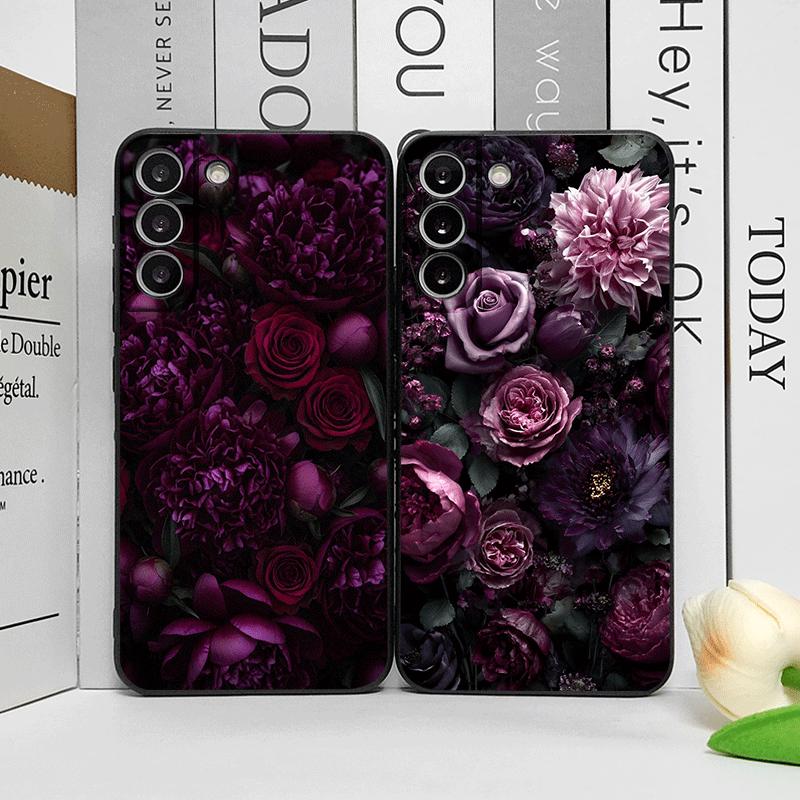 Stylish Black Rose Deep Purple Flower Phone Case for OPPO Reno 13 12 F 11 10 Pro Plus Find X5 X3 Lite X7 PRO Frosted Soft Cover