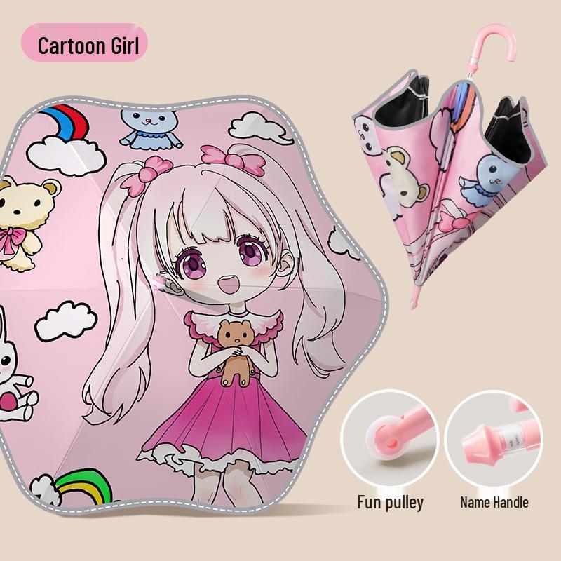Children's Safe Round-Corner Cartoon Umbrella for Primary School and Kindergarten