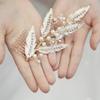 Pearl Leaf Elegant Fashion Bridal Hair Comb Wedding Party Golden Accessories Headdress Handmade Hair Comb