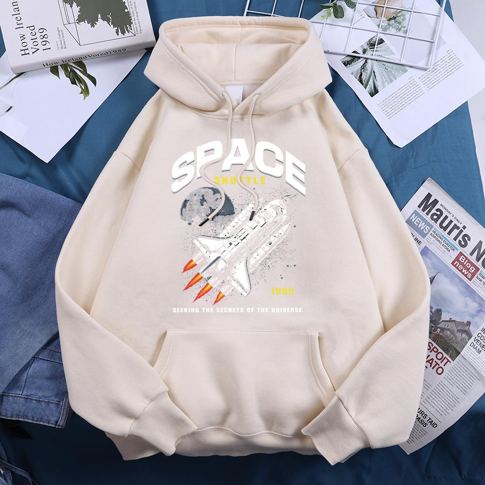 Space Shuttle 1990 Seeking The Secrets Of The Universe Women Sweatshirt Casual Hooded Soft Loose Autumn Hoodies Fleece Warm Tops