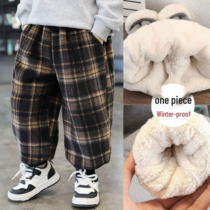 

Мужские флисовые клетчатые спортивные штаны: Зимние теплые повседневные брюки-комбинезон для малышей 100 cm