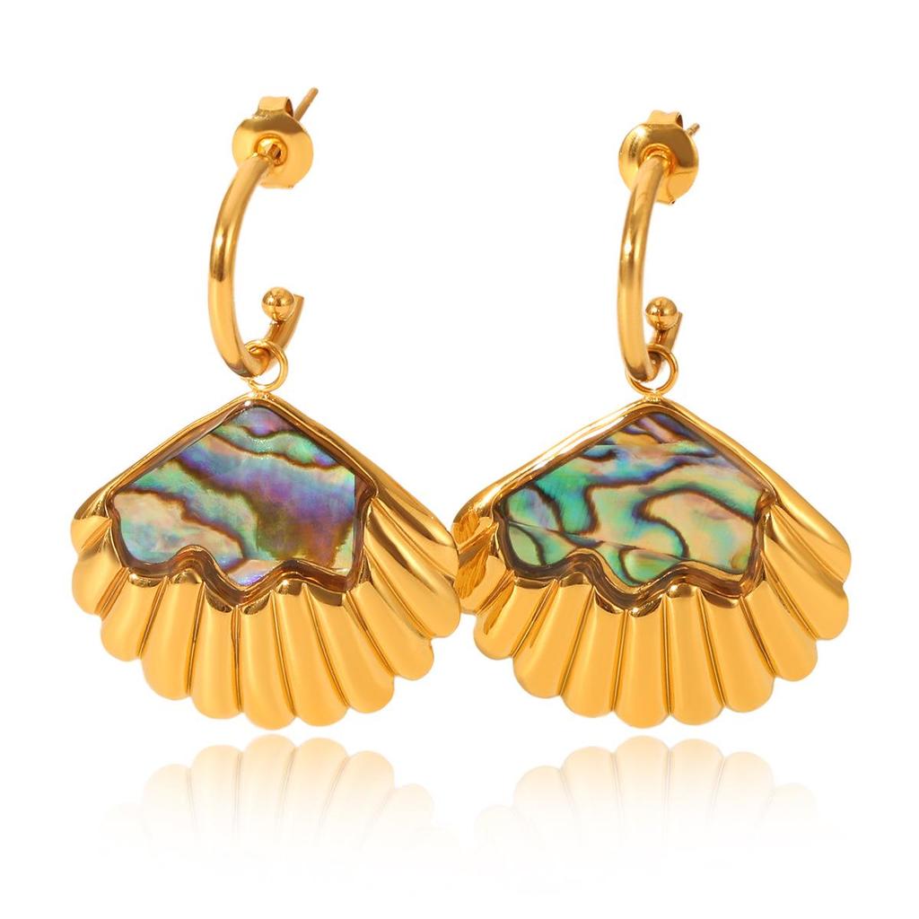 High-End Ocean Style Stainless Steel Ring & Earrings Set for Women - Non-Fading, Fashionable Jewelry