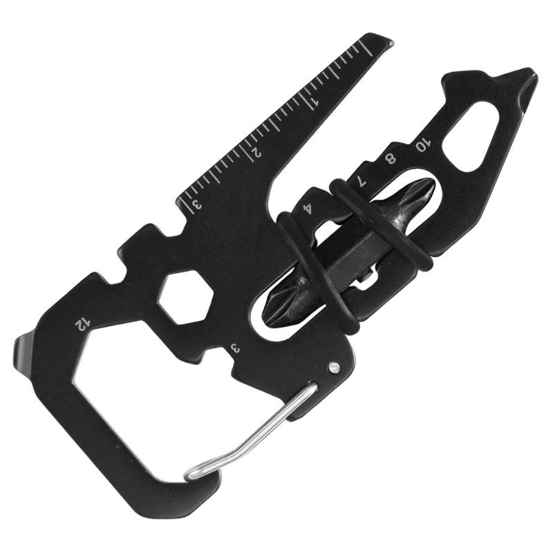 Carabiner Keychain Multi Tool Card Stainless Steel Versatile Bottle Opener for Outdoor Sports Survival Camping