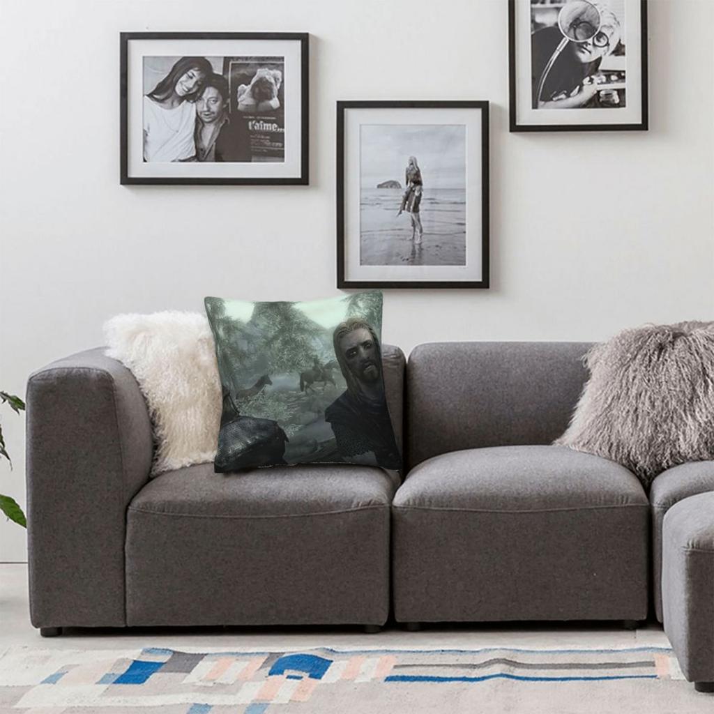 Hey Du Du Bist Endlich Wach Skyrim Meme Quadratische Kissenhülle Kissenbezug Kissenhülle Überwurf-Kissenbezug Für Zuhause Sofa Wohnzimmer