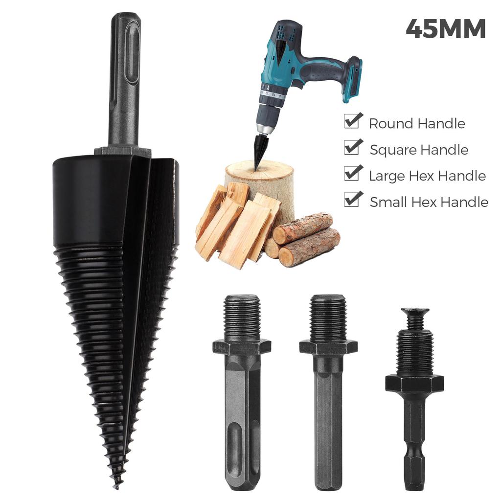 45mm Cone Firewood Log Splitter Drill Bit High Carbon Steel Firewood Drill Bit Set for Dry Soft Woods