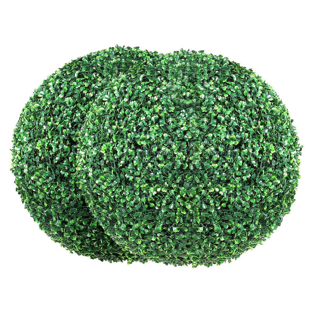 Artificial Topiaries Boxwood Trees, 20” Tall (2 Pieces), Ball-Shape Faux Topiaries Plant, All-year Green Feaux Plant Decorative Balls for Backyard,