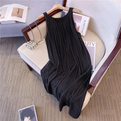 French Pleated Sleeveless Vest Women Loose and Fashionable Temperament Slim Dress