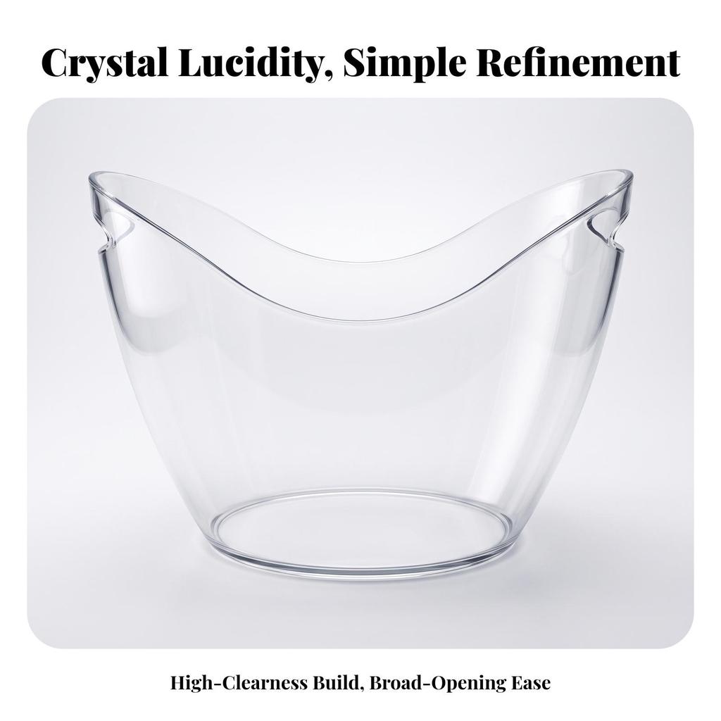 Ice Bucket Stable Flat Base, Clear Drink Bucket, Shatterproof, Beverage Tub, for