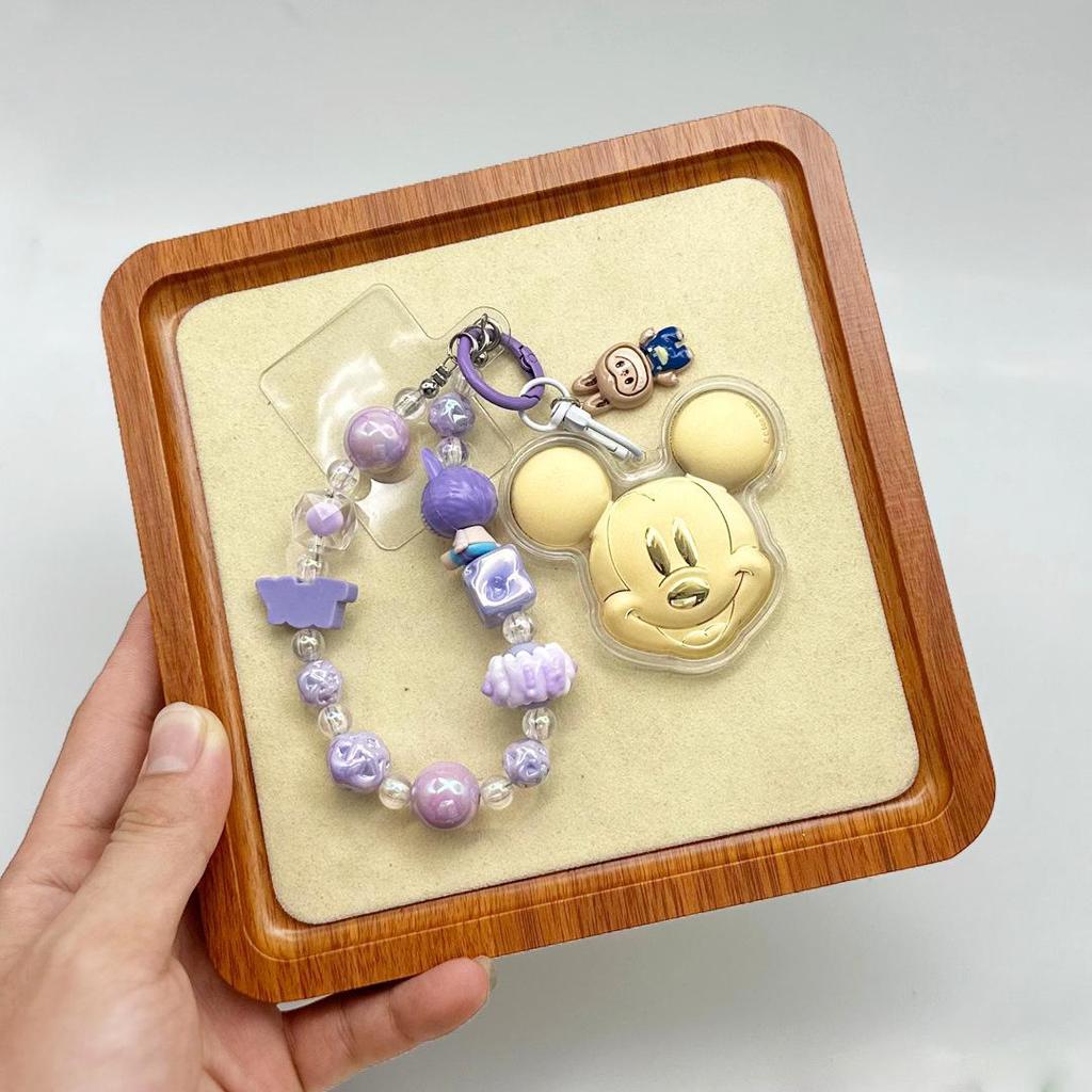 Mickey Mouse 999 Pure Gold Mobile Keychain Pendant - Cute Cartoon Souvenir Charm