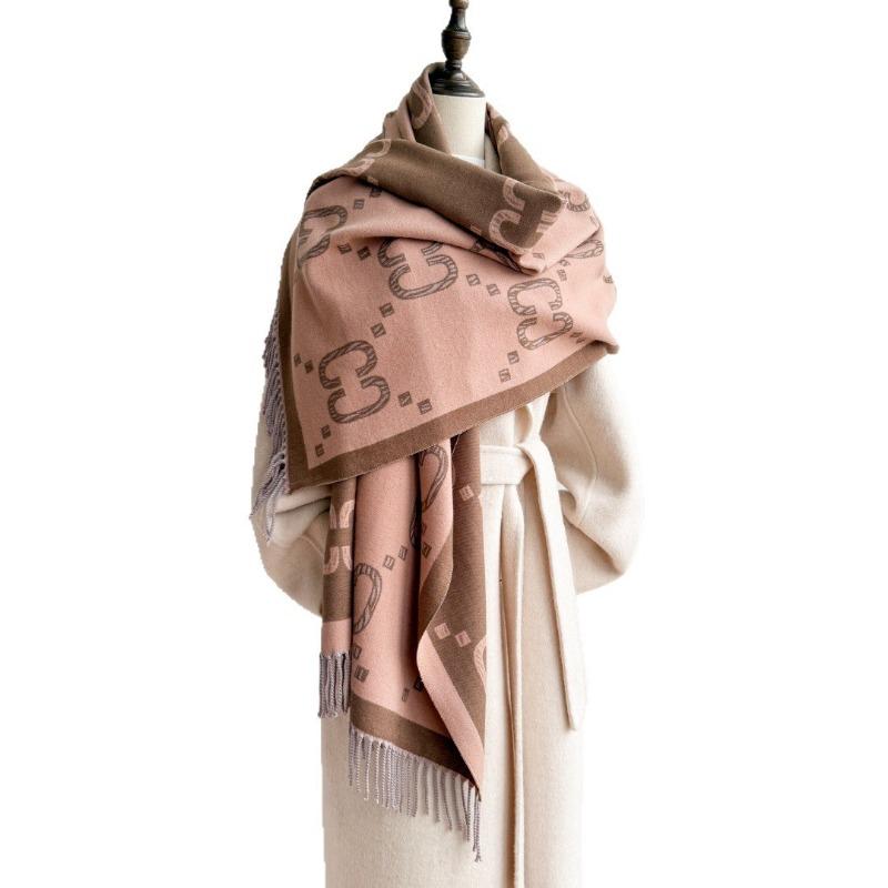 New autumn and winter letter CC imitation cashmere fringed double-sided scarf light luxury high-end air conditioner shawl warm scarf women
