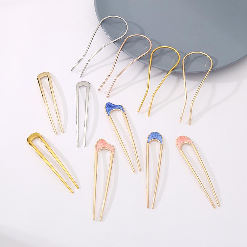 Hairpin with A Cool StyleU-shaped Hairpin and Oil-dripping Hair Accessory