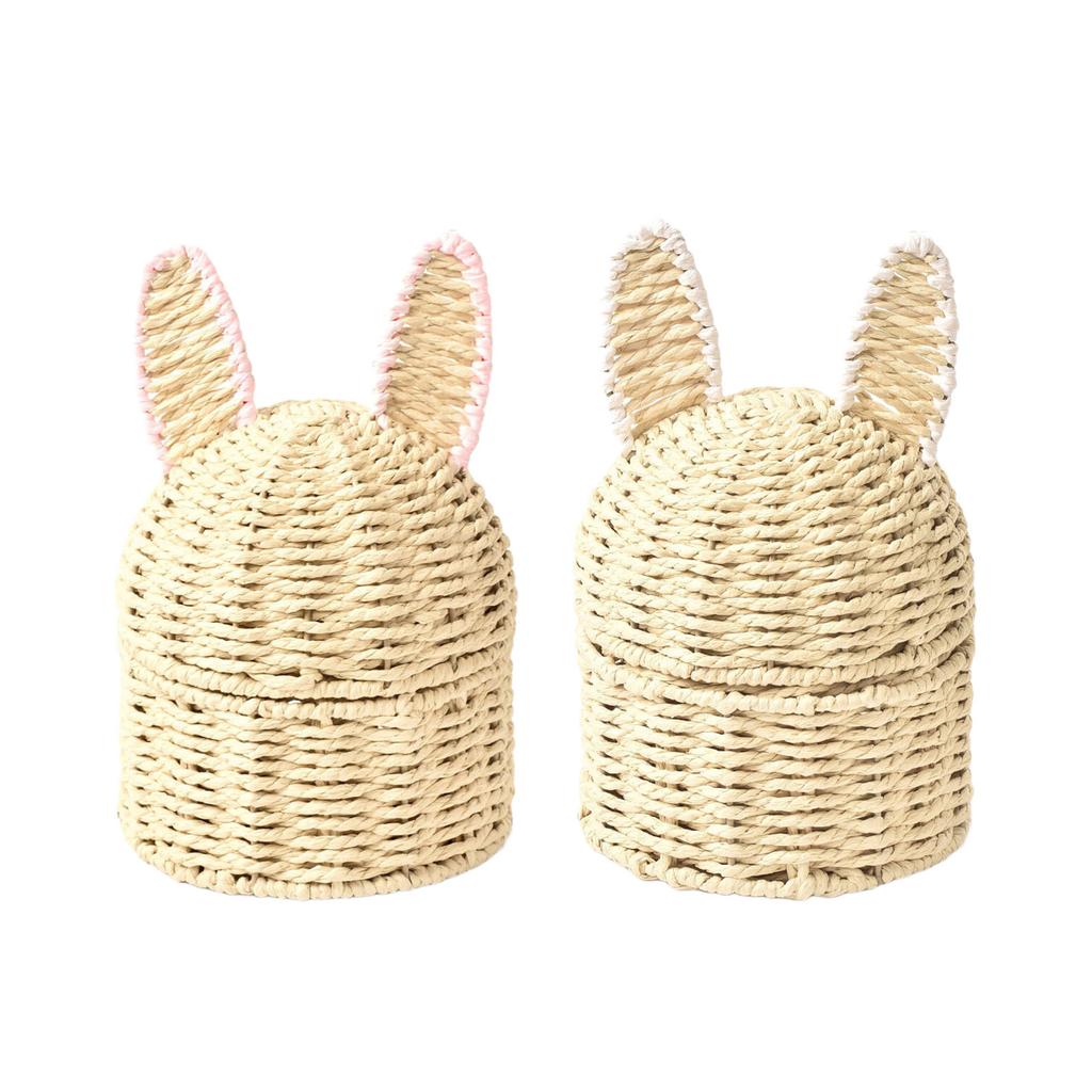 Portable Handwoven Basket with Rabbits Ears for Easy Movement Ideal for Kids Room Decoration and Storage Needs