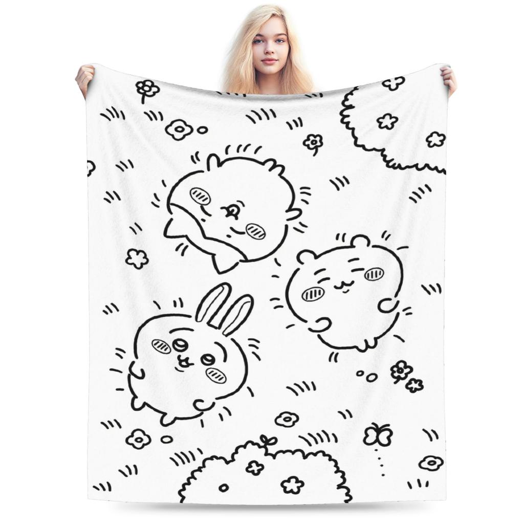 New Rakko Chiikawas cartoon Blankets Lightweight Thin Flannel Relax Throw Blanket Machine Washable