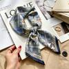 Commuter elegant flower silk scarf women's contrasting color retro printing satin scarf shirt with multi-purpose decorative small scarf