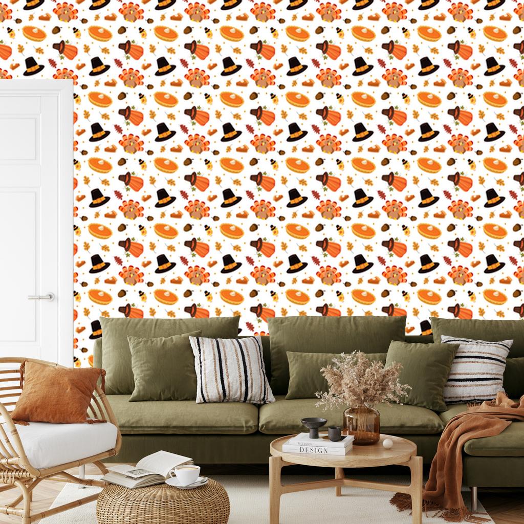 Autumn wallpaper white, cream, peach and gold 50x1000