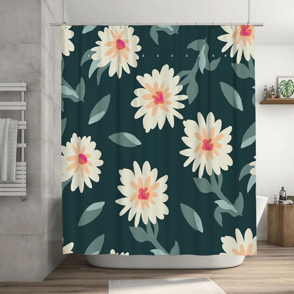 Vintage Retro Shower Curtain Floral Print Green Bath Decorative Home Decor Waterproof Bathroom Shower Clothes Linen