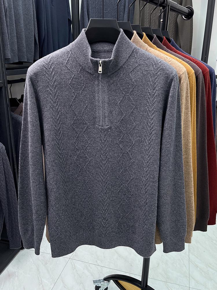 Maglieria da Uomo 100% Lana, Collo Mezzo Alto con Zip, Anno del Drago, Edizione Autunno/Inverno 2025