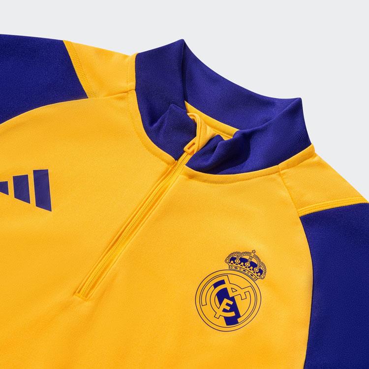 Adidas Real Madrid Tiro 23 Half-Zip Long Sleeve Training Soccer Jersey Men Tops Yellow IQ0543