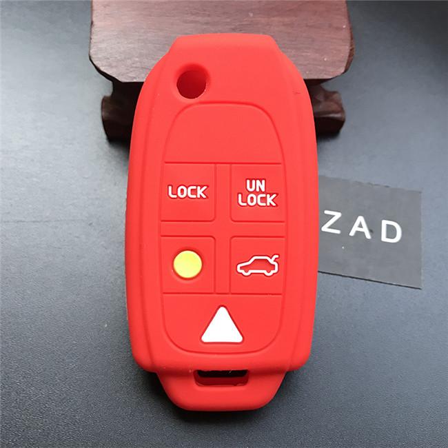 ZAD silicone rubber car key case cover accessories holder skin for volvo XC90 S80 5 buttons floding key cover shell case