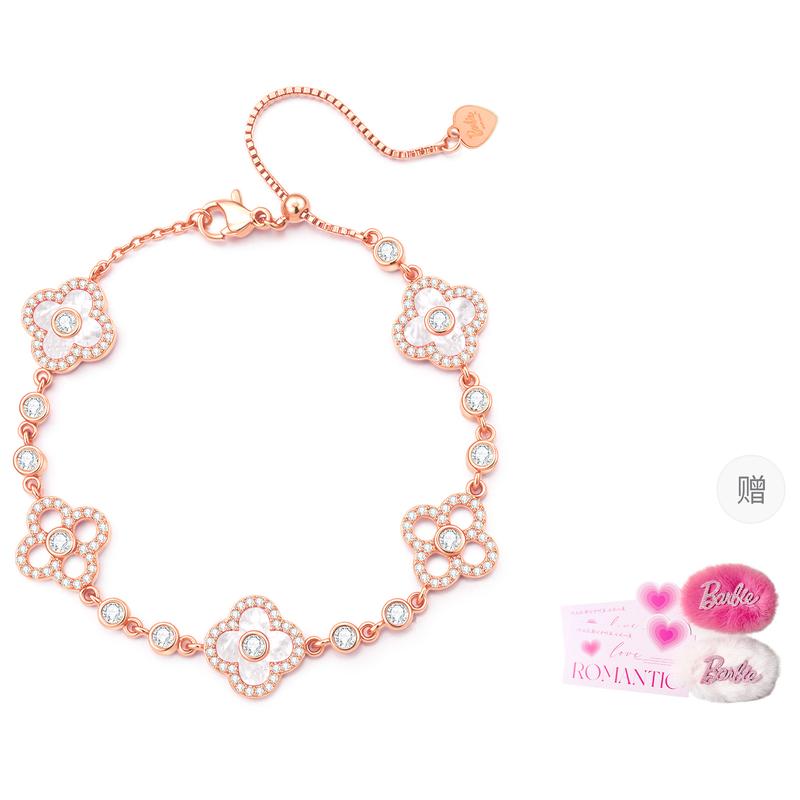 Barbie crystal bracelet  crystal* sparkling, best friend s style, flowing pink four-leaf clover wrist bracelet, high-end TX2604006 розовый