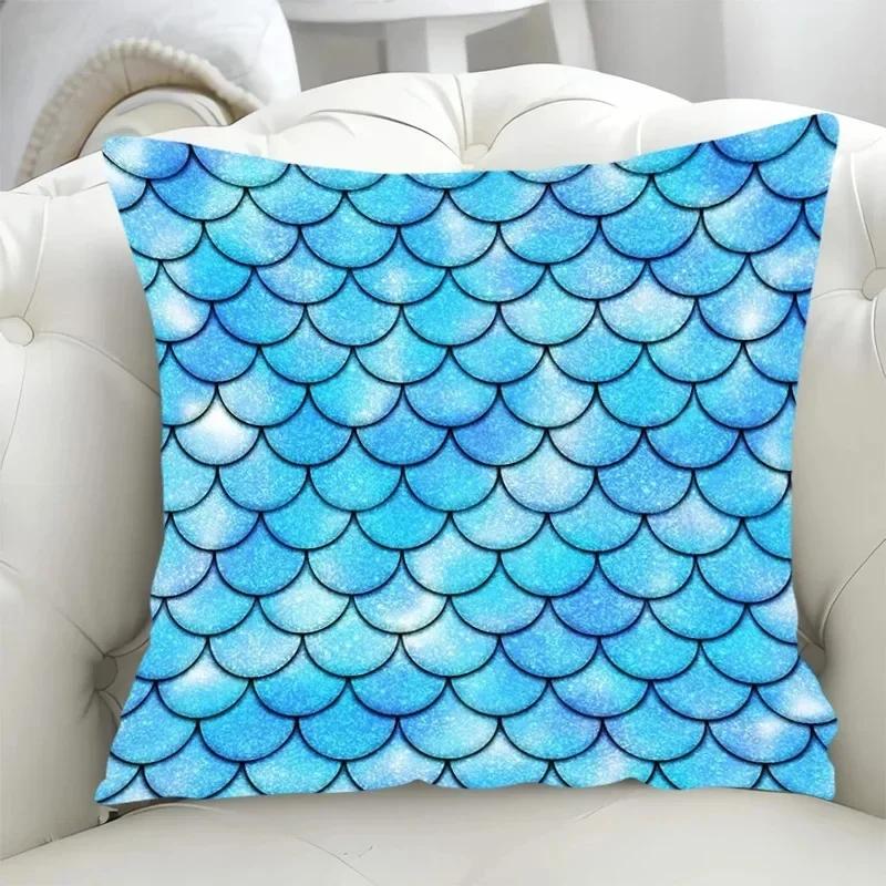 Luxuriöser Kissenbezug für Wohnzimmer und Sofa, blau-geometrisches Streifenmuster