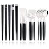 Black Gold Korean Tableware Set 15-20Pcs Luxury Cutlery Set Stainless Steel Dinnerware Knife Fork Spoon Chopsticks Cutlery Set