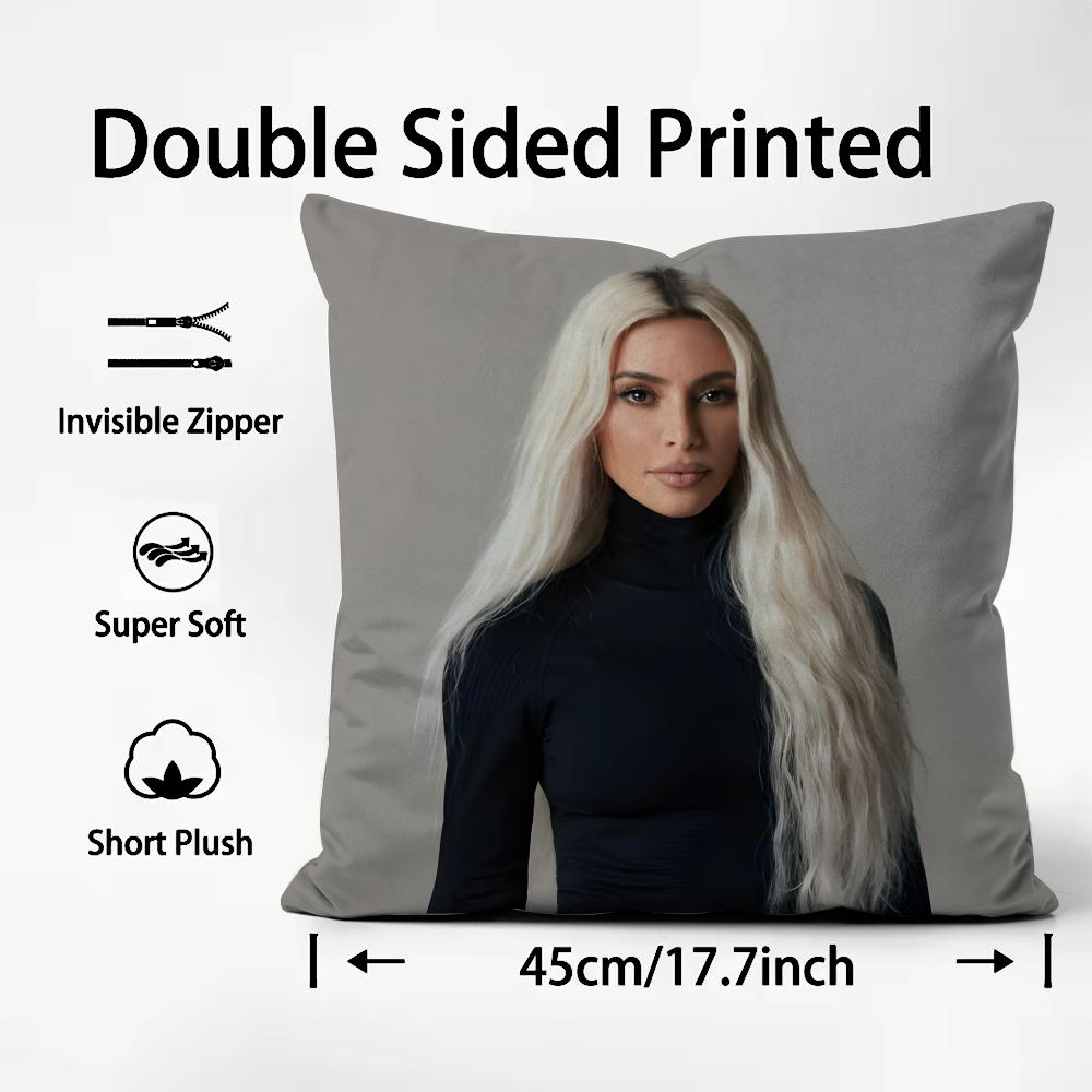 K-Kim Kardashiann Star Cushion Cover Plush Fabric Soft Double-Sided Printed Sofa Warm Winter Home Child Gift Pillow Case