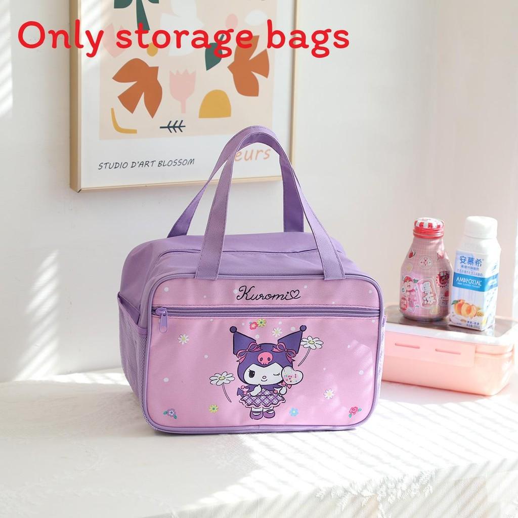 

Cartoon Hello Kitty Kuromi Print Insulated Lunch Bag With Side Pocket For Elementary Students Hello Kitty