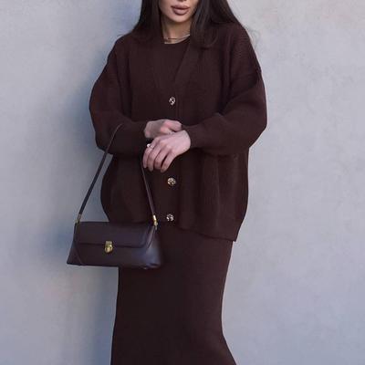Ensemble Cardigan Tricoté et Jupe Bodycon pour Femmes Automne 2025