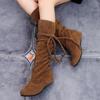 Womens Fashion Faux Suede Slouchy Boho Fringe Winter Mid Calf Boots