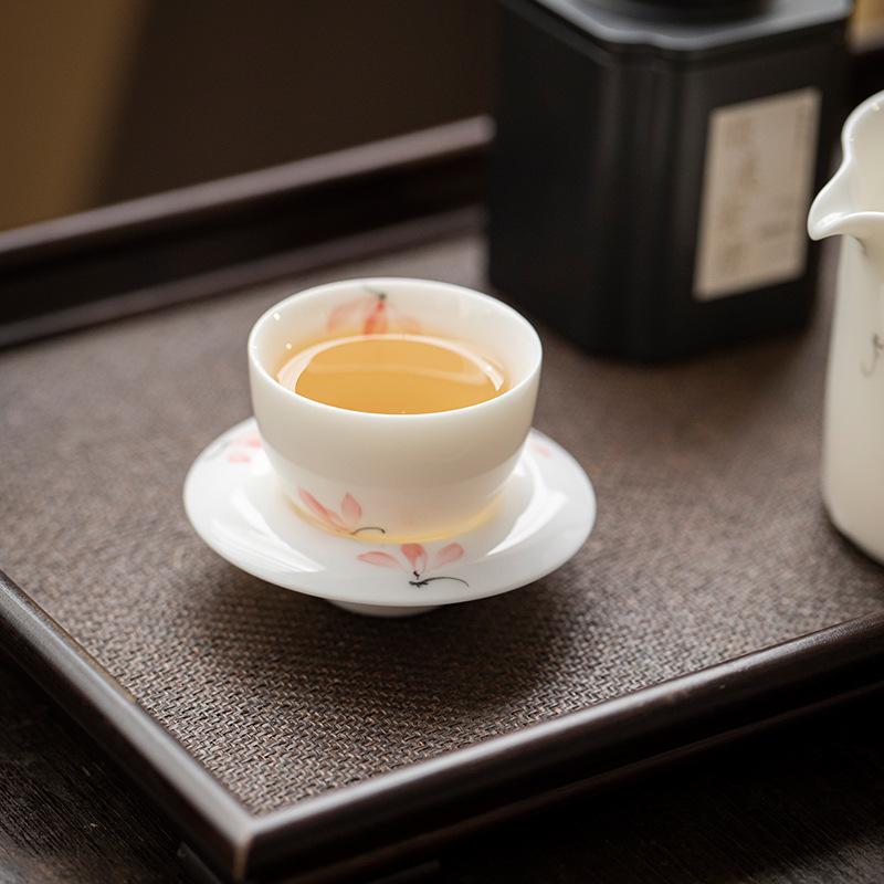 White Porcelain Hand-painted Ceramic Kung Fu Tea Set Tasting Tea Cup Drinking Tea Cup