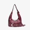 Fashion Simple Retro Metal Punk Hot Girl Motorcycle Large Bag Solid Color Commuter Large Capacity Women's Shoulder Handbag