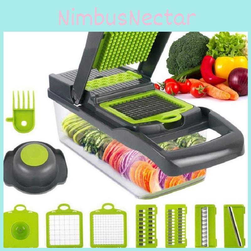Vegetable Cutter Fruit Slicer Grater Shredder Drain Basket Slicer 8 In 1 Gadgets