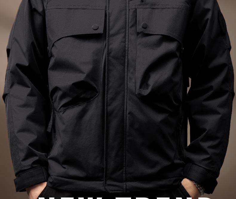 Men's 2025 Autumn/Winter High-End Quilted Thick Cotton Jacket - Trendy Windproof Outdoor Mountaineering Coat