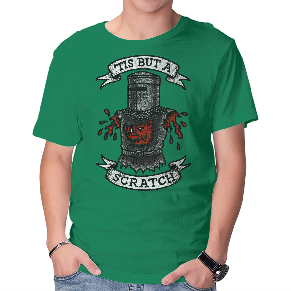 Unisex Crew Neck T-Shirt Black Knight Tattoo Graphic Short Sleeve Casual Tee XS