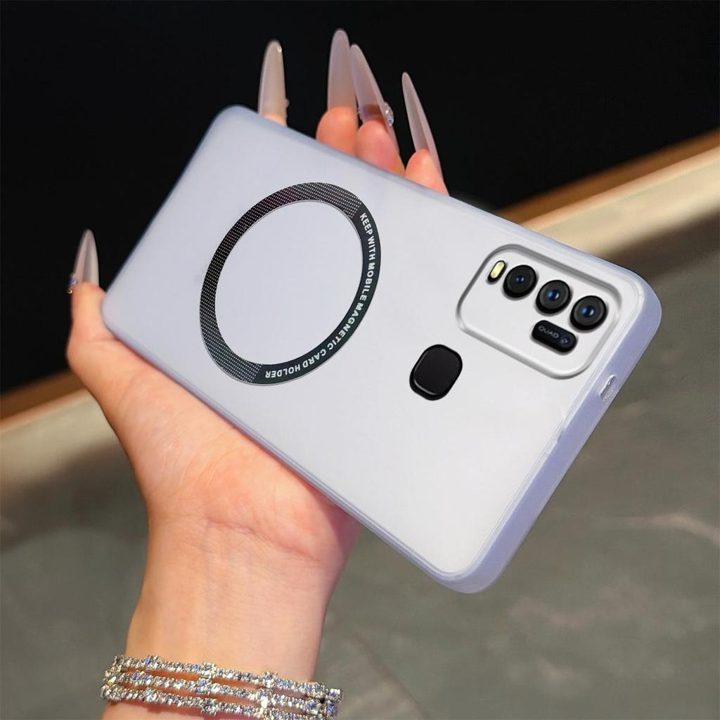 Magnetic Semi‑Transparent Matte Phone Case for Vivo Y50,Y30 4G Soft TPU Shockproof Cover