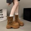Thick-soled Versatile Two-wear Belt Buckle Medium Boots Retro Maillard Boots Women's Autumn and Winter Design Sense Martin Boots Short Boots
