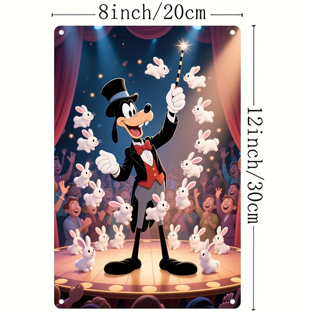 2D Flat - 1pc Disney Metal Wall Art - 8x12 Inch Colorful Iron Decor with Goofy and White Rabbits, Durable Surface, 2D Flat Desig